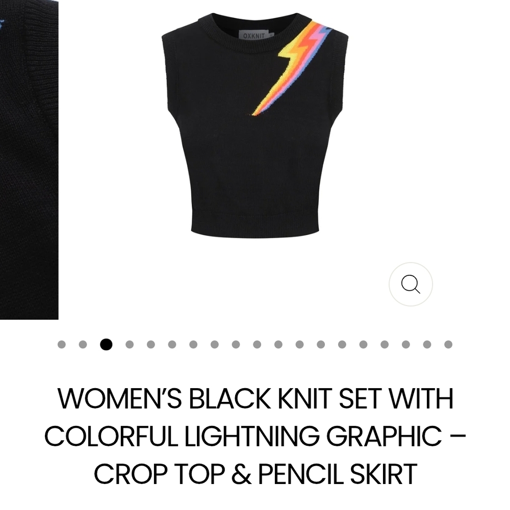 Black Skirt Set with Vibrant Lightning Design - Picture 2 of 10